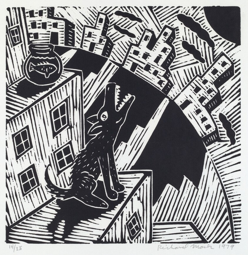 City Dog Howling at the Moon