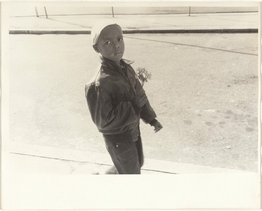 Boy with flowers--San Francisco