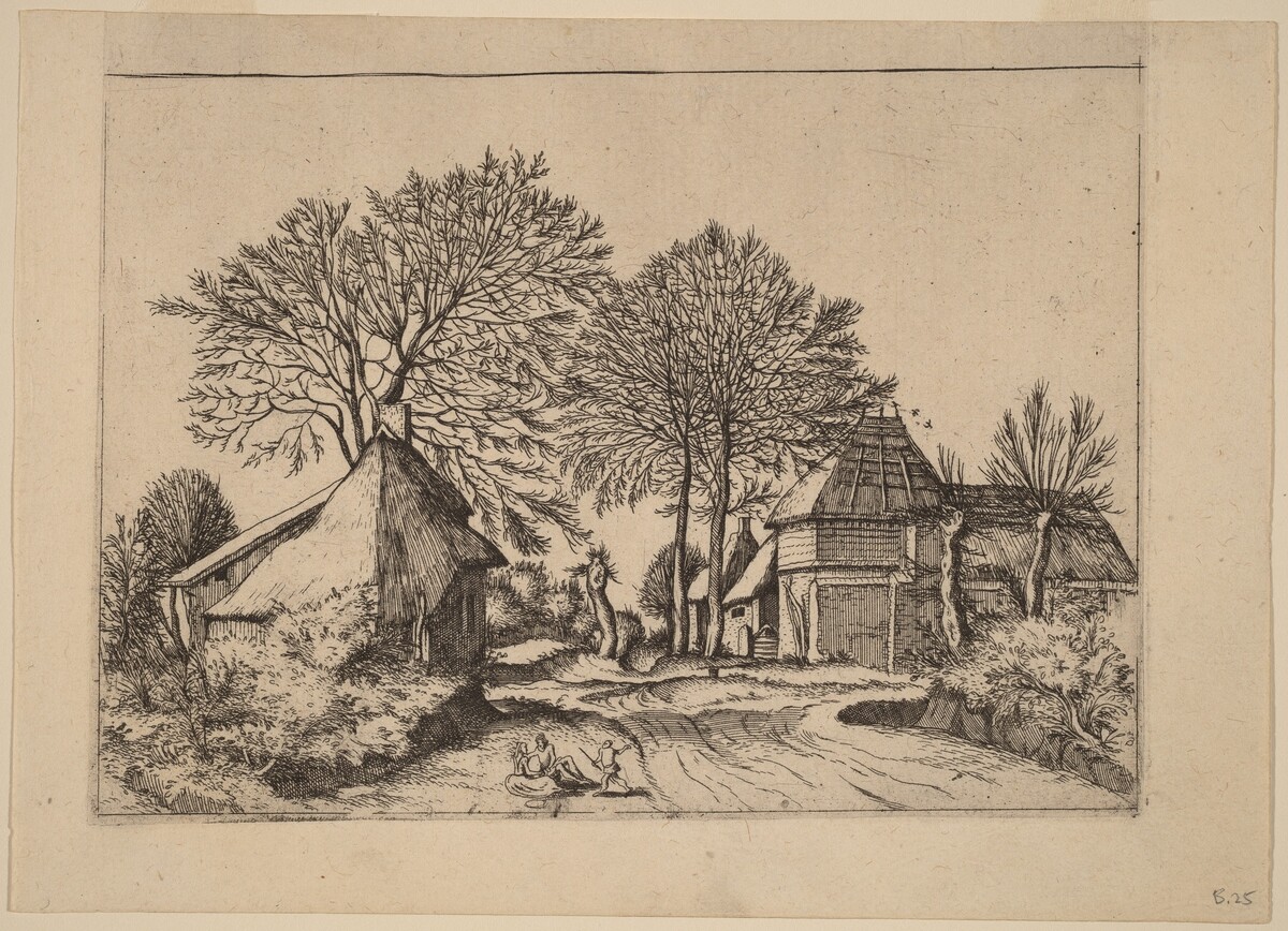 Road with Barn and Cottages