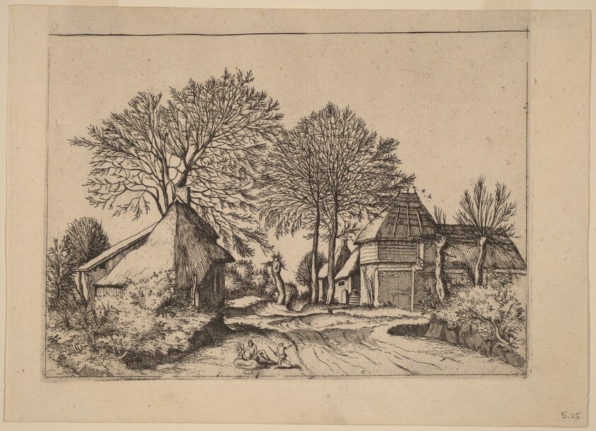 Road with Barn and Cottages
