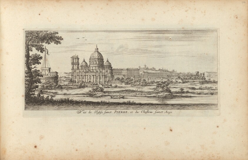 Vuë de l'Eglise sainct Pierre, et du Chasteau Sainct Ange