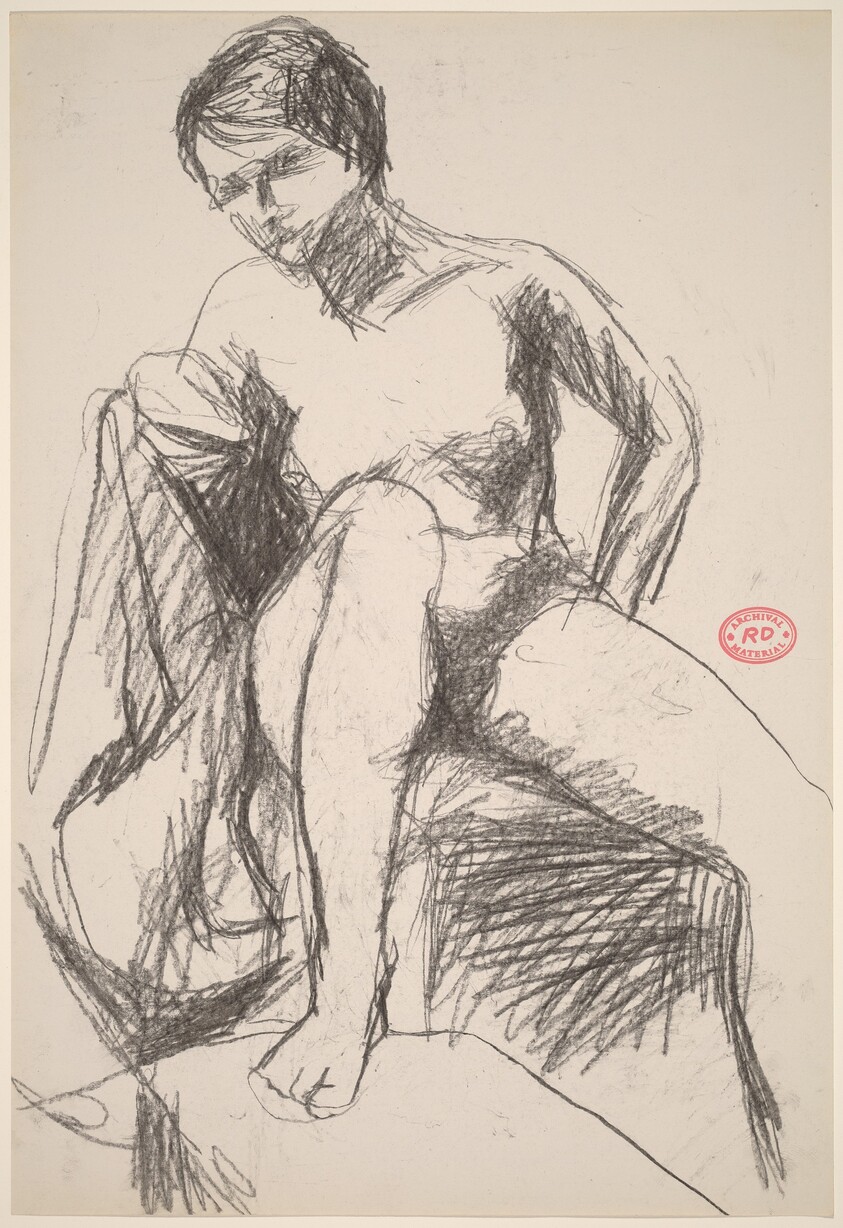 Untitled [female nude seated in a partially draped chair]