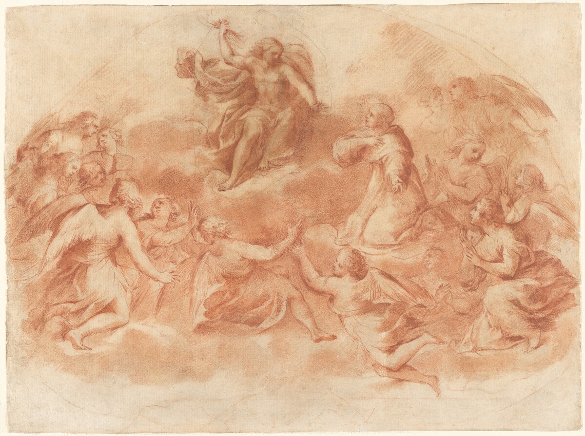 Christ in Glory with Angels and a Saint Kneeling in Adoration