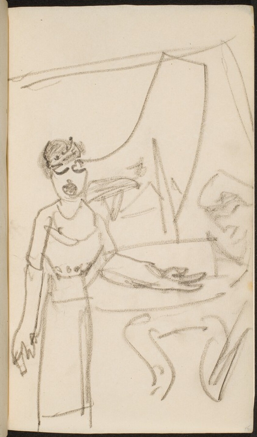 Sängerin vor Flügel (Woman at Piano, Singing) [p. 15]
