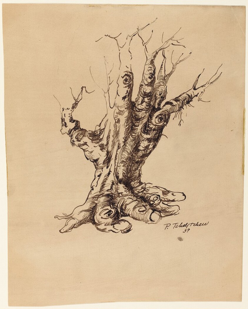 Tree into Double Hand (Study for Hide-and-Seek)