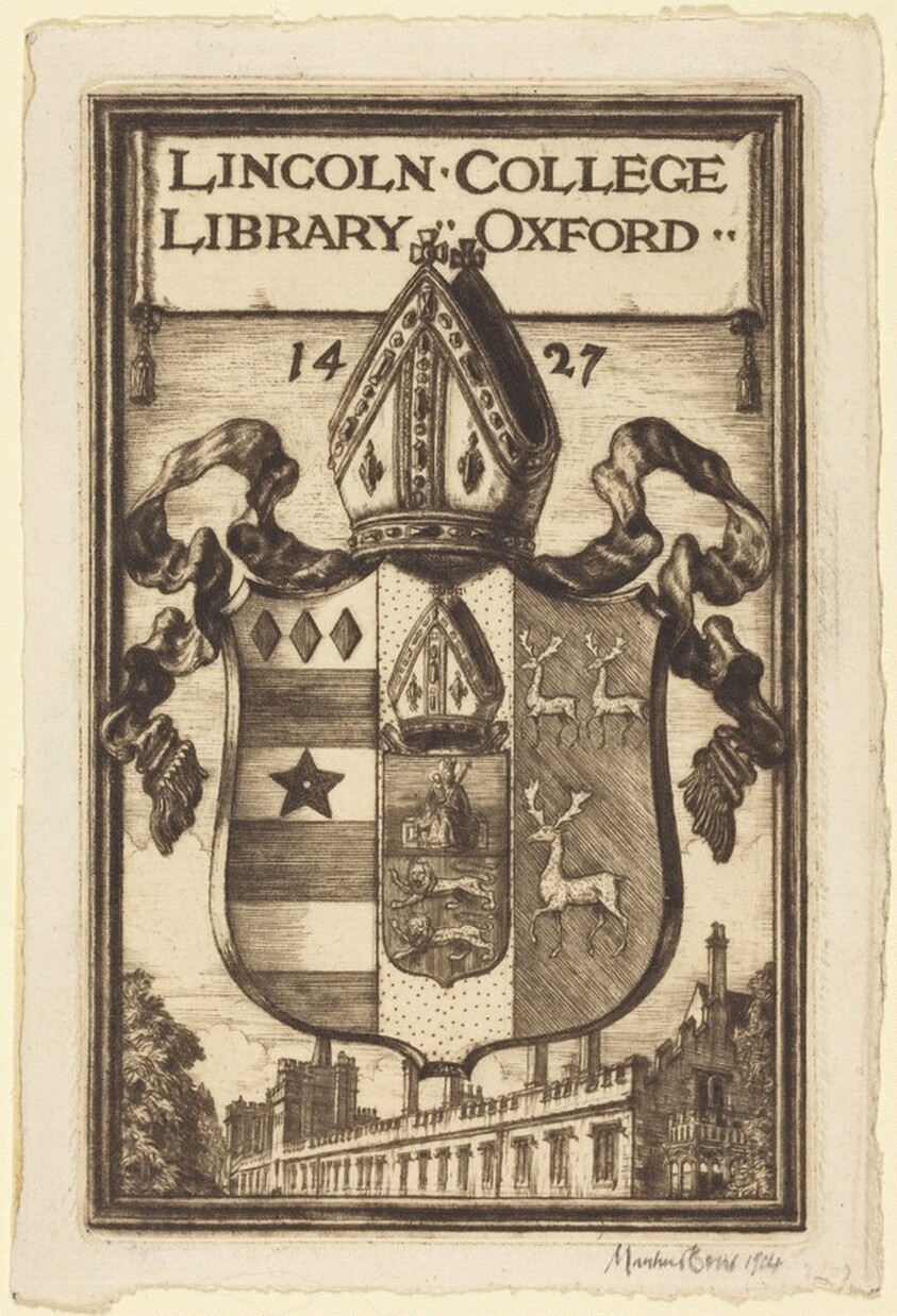 Bookplate of Lincoln College, Oxford