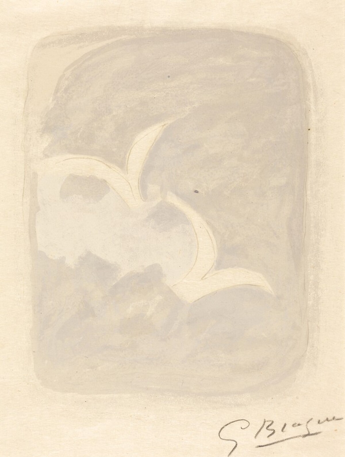 Two White Birds on a Gray Ground