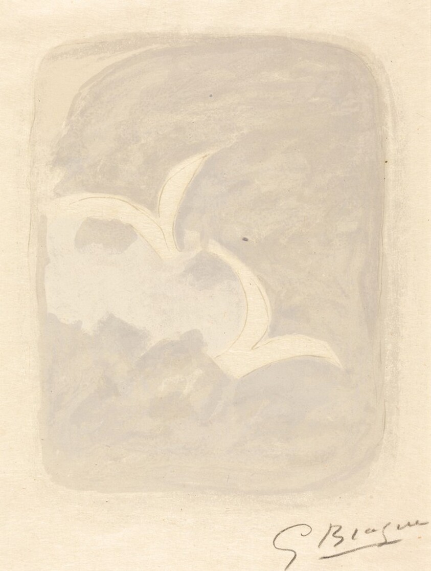 Two White Birds on a Gray Ground