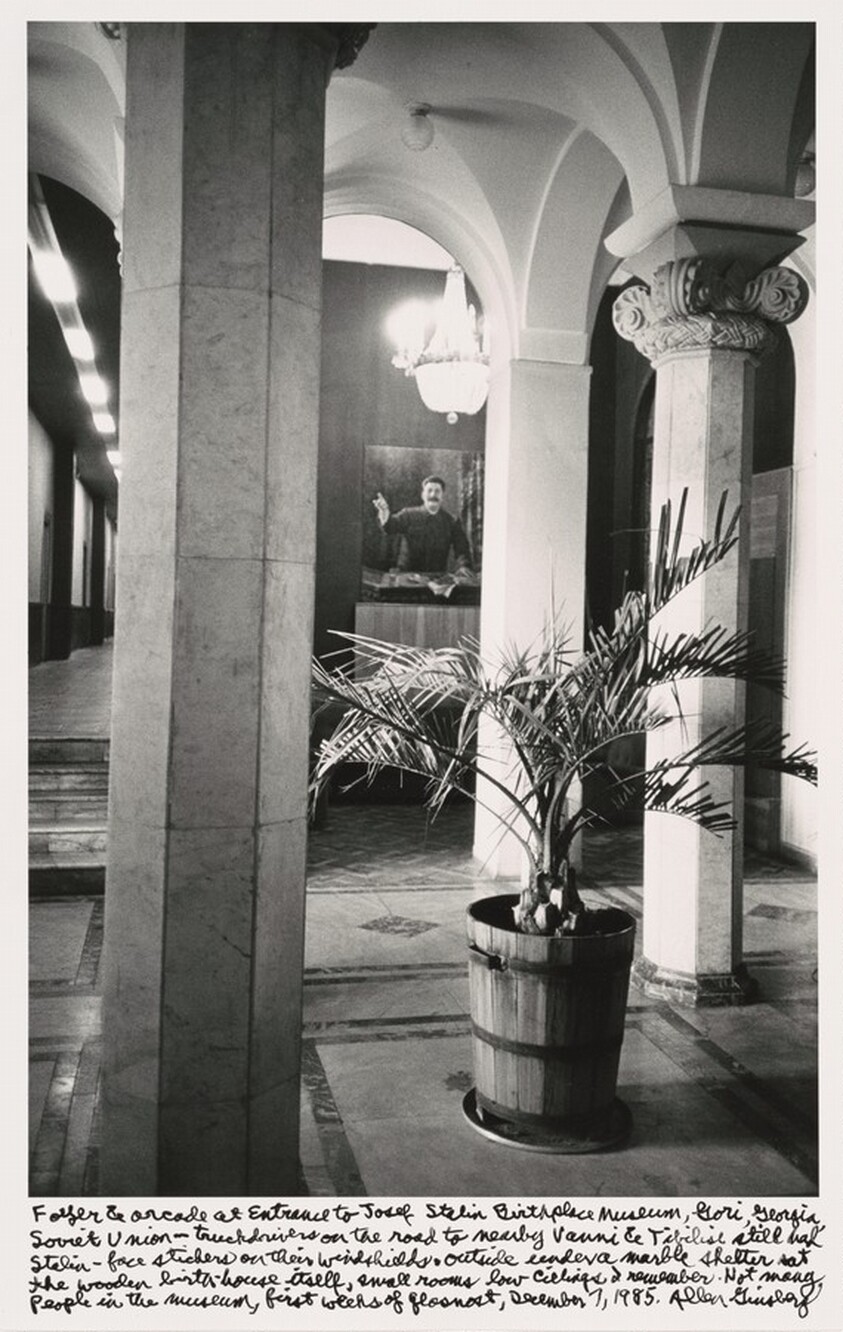 Foyer & arcade at Entrance to Josef Stalin Birthplace Museum, Gori, Georgia Soviet Union-- truck drivers on the road to nearby Vani & Tbilisi still had Stalin-face stickers on their windshields. Outside Lendava marble shelter at the wooden birth-house itself, small rooms low ceilings I remember. Not many people in the museum, first weeks of Glasnost, December 7, 1985.