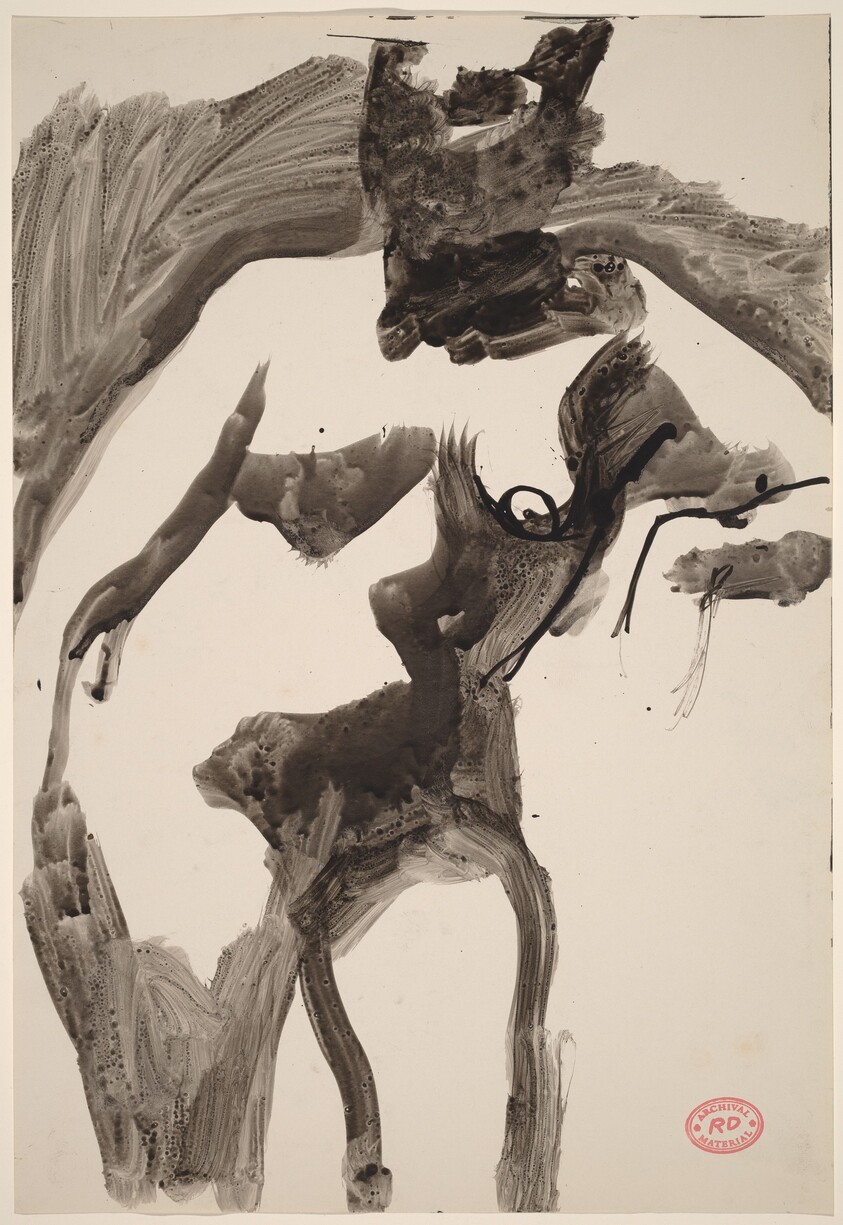 Untitled [standing female nude leaning on left arm]