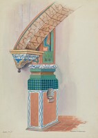 Pilaster with Holy Water-Font & Arch Below Choir Loft, Howard H. Sherman, c. 1936