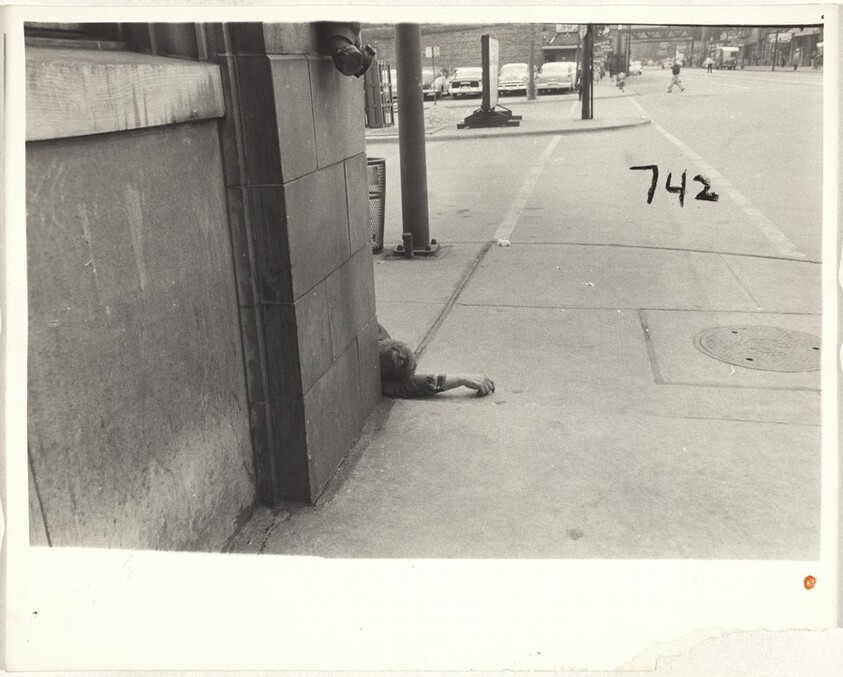 Man asleep on street--Chicago