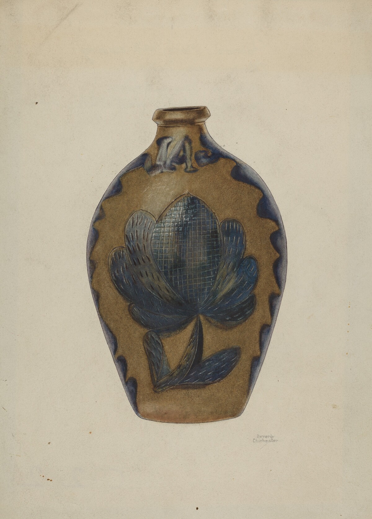 Pa. German Stoneware Flask