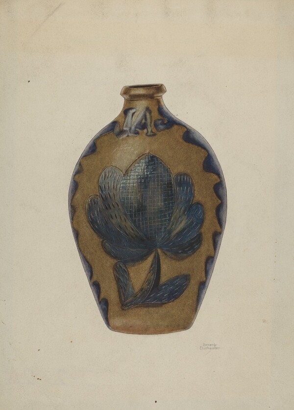 Pa. German Stoneware Flask