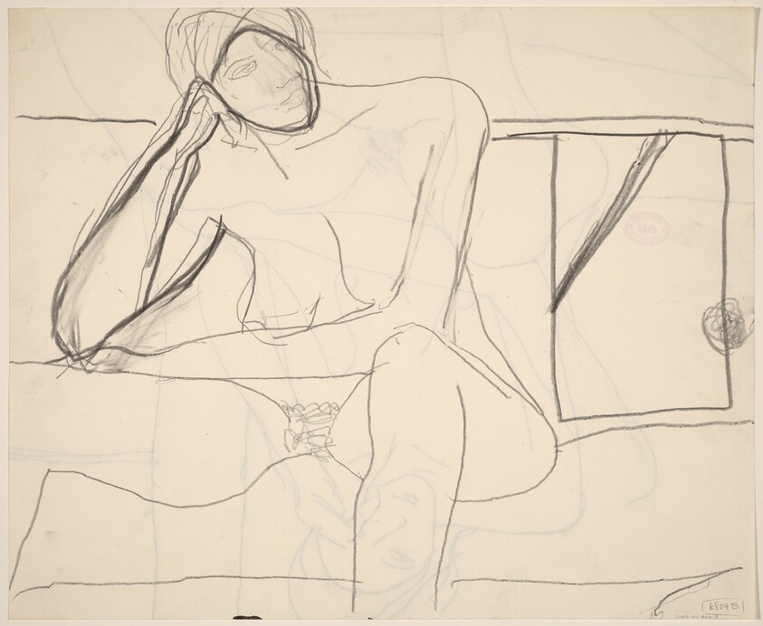 Untitled [seated nude resting her head upon her right hand] [verso]