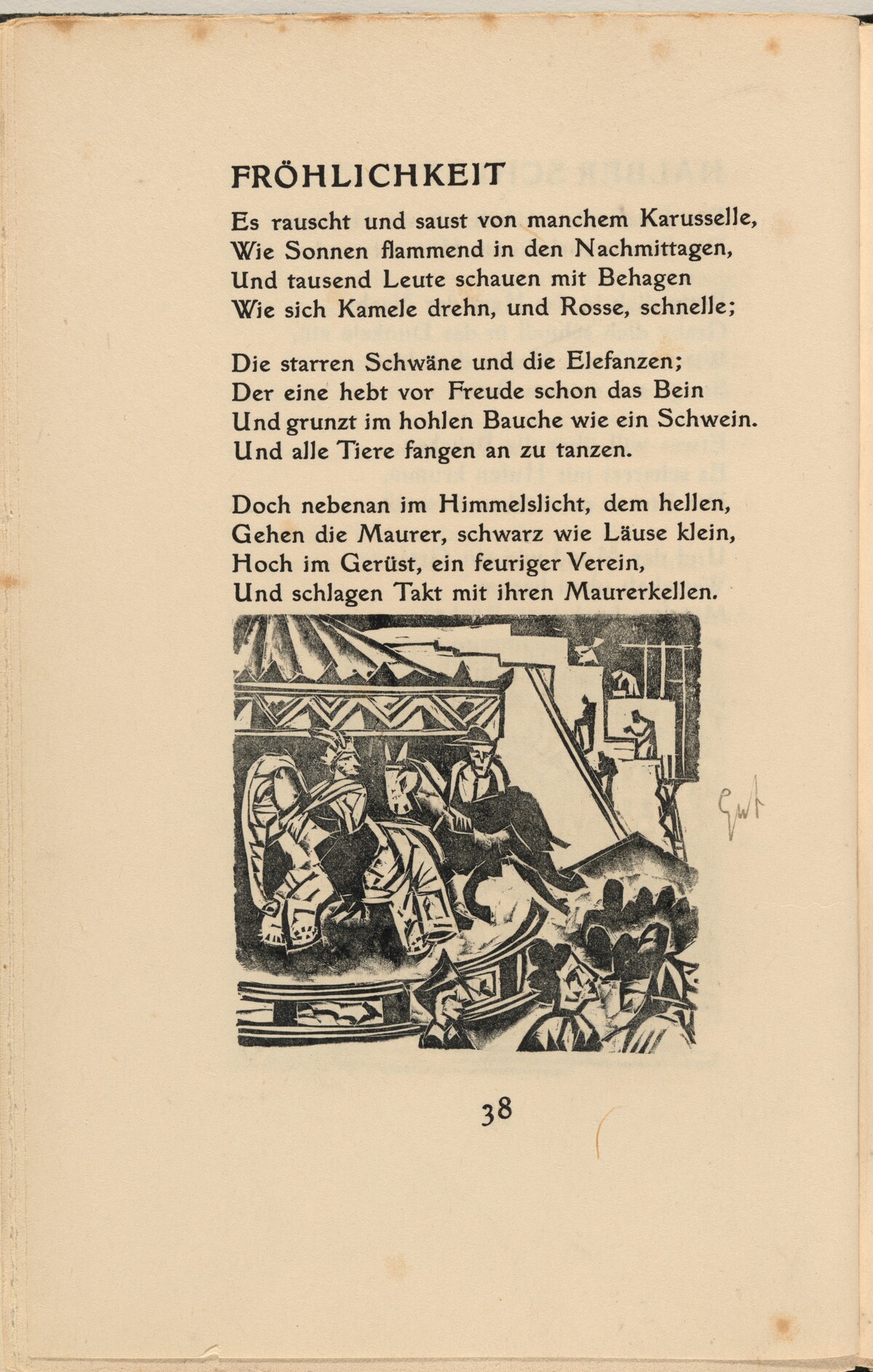 Fröhlichkeit (Joyfulness) (in-text plate) from mock-up of Georg Heym: Umbra Vitae (Georg Heym: Shadow of Life)