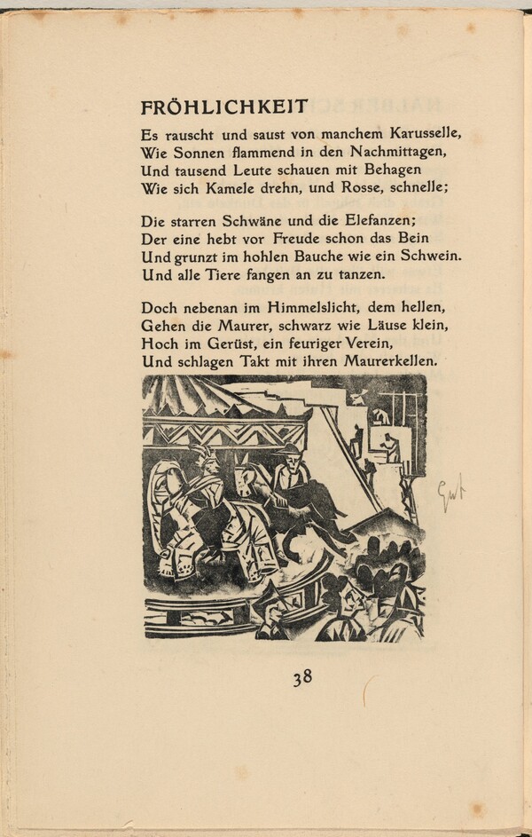 Fröhlichkeit (Joyfulness) (in-text plate) from mock-up of Georg Heym: Umbra Vitae (Georg Heym: Shadow of Life)