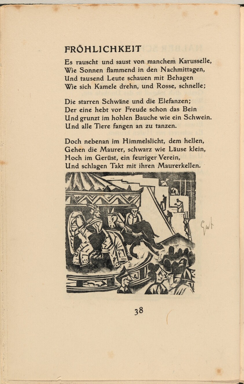 Fröhlichkeit (Joyfulness) (in-text plate) from mock-up of Georg Heym: Umbra Vitae (Georg Heym: Shadow of Life)