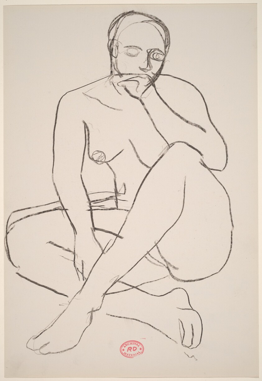 untitled [seated female nude with left hand to mouth]