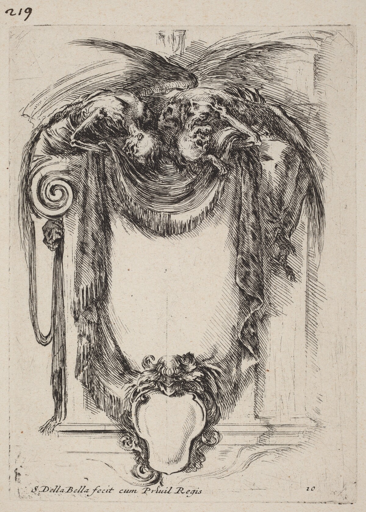 Cartouche Suspended from Corpses