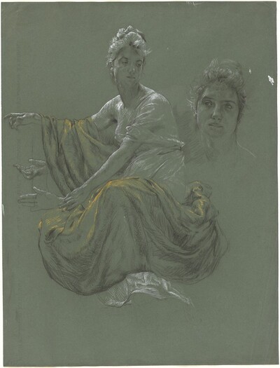 Elegant Young Woman in Classical Drapery