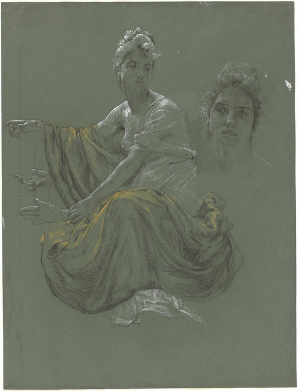 Elegant Young Woman in Classical Drapery