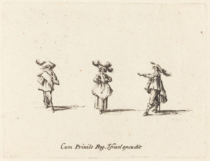 Lady with Large Plumes, and Two Gentlemen