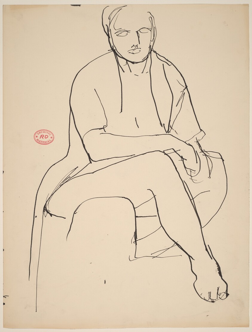 Untitled [seated female nude with right foot forward]
