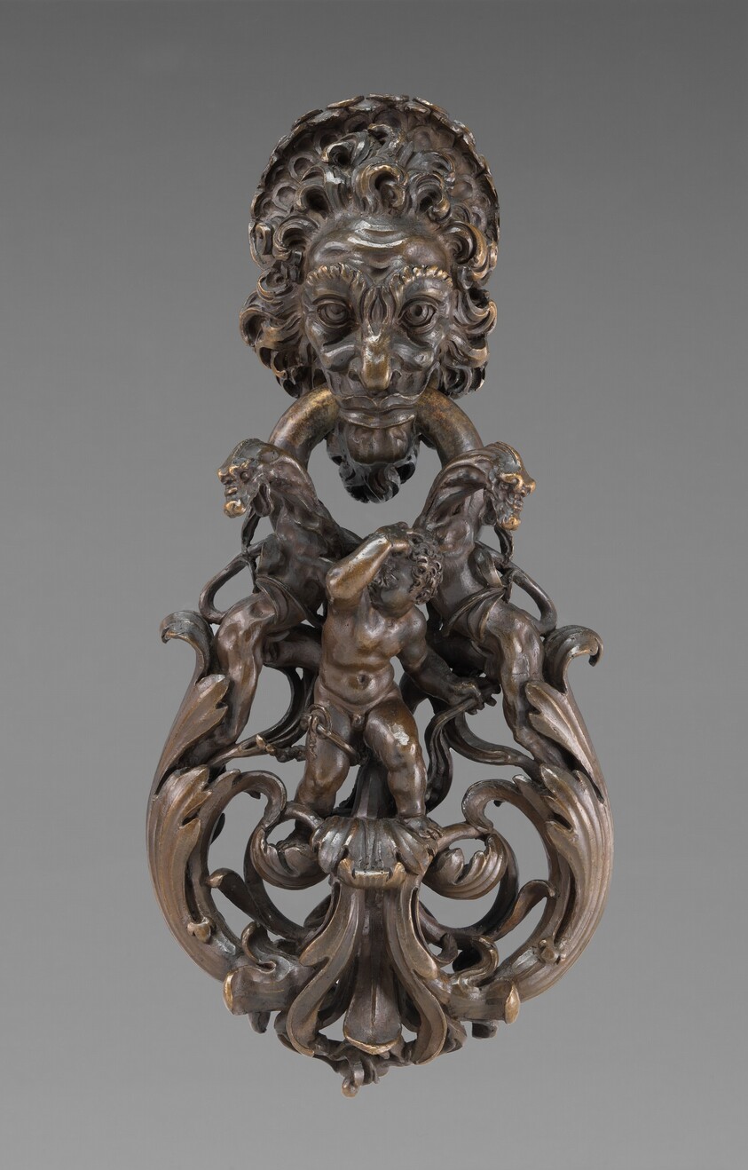Door Knocker with Mask, Monsters and Putto