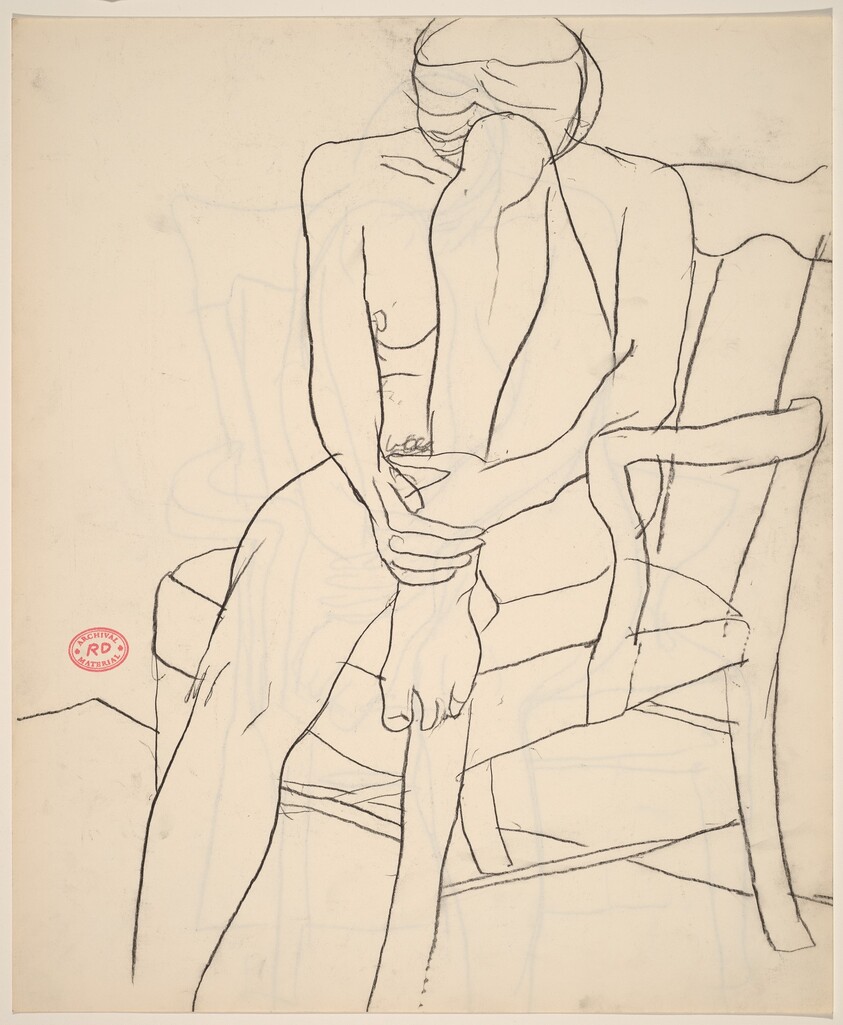 Untitled [seated nude with resting her head on her retracted leg] [recto]