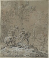 Ragotin lie par les parents du fou, Jean-Baptiste Oudry, 1727