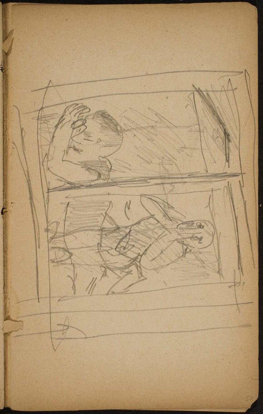 Paar durch ein Fenster gesehen (Distrought Couple Seen through a Window) [p. 57]