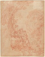 A Shepherd and Shepherdess Seated under a Tree, Antoine Watteau, 1710