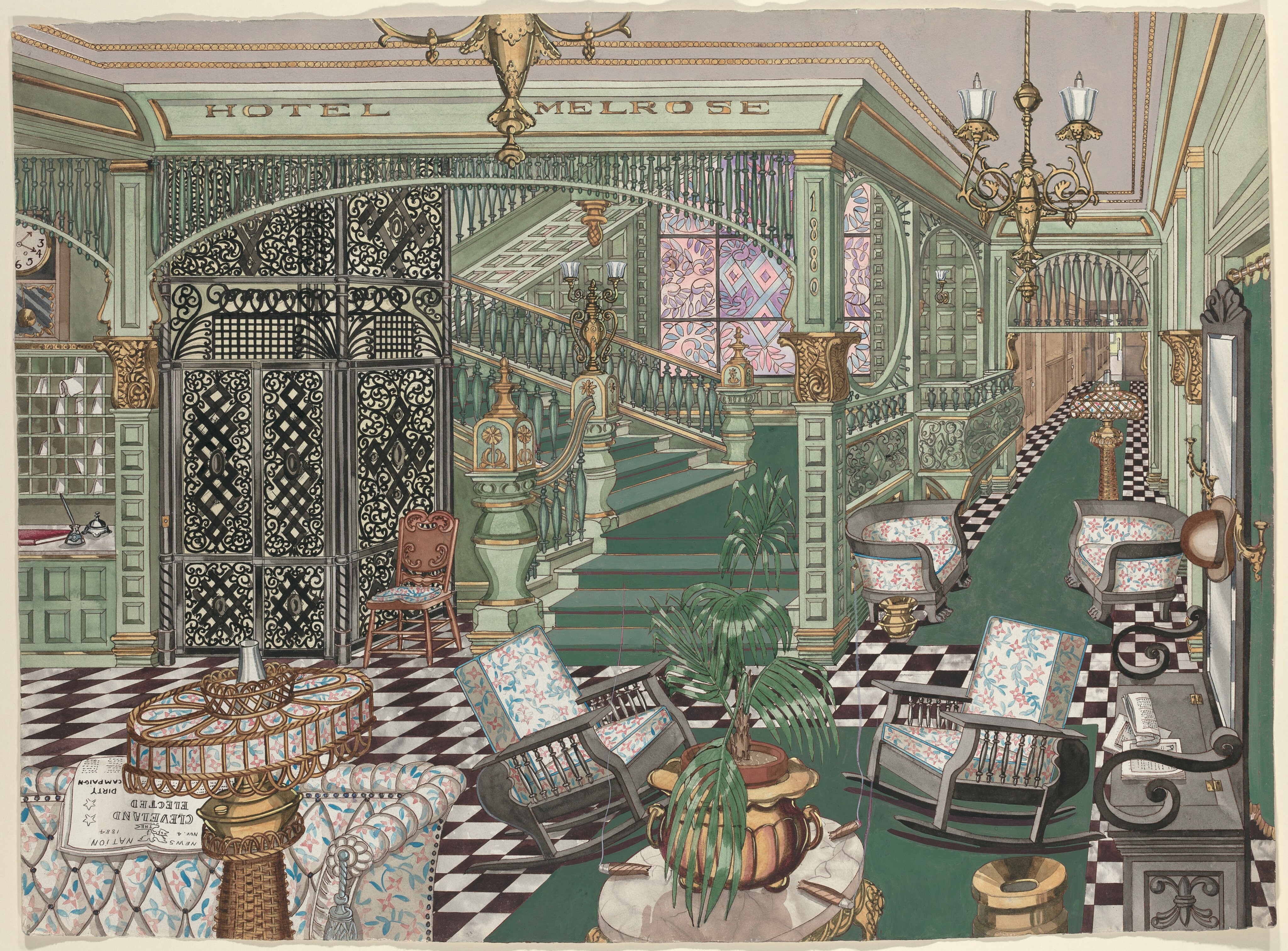 Hotel Melrose Lobby, 1880 by Perkins Harnly