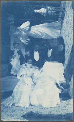 Untitled (Double exposure of several people in interior)
