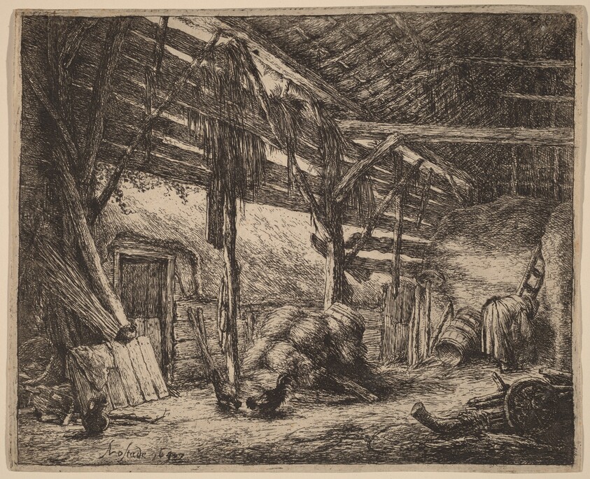 Interior of a Barn with a Peasant Woman at Work