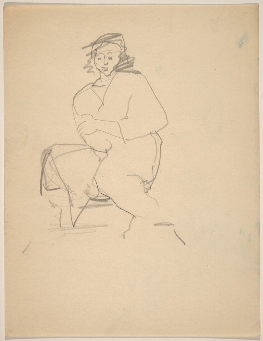 Seated Woman in Robe, Arms Crossed