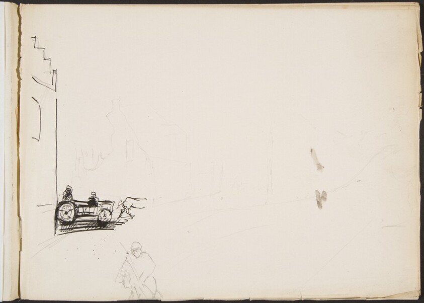 Begonnene Stra enszene mit zerstörtem (Sketch of Street Scene) [p. 1]