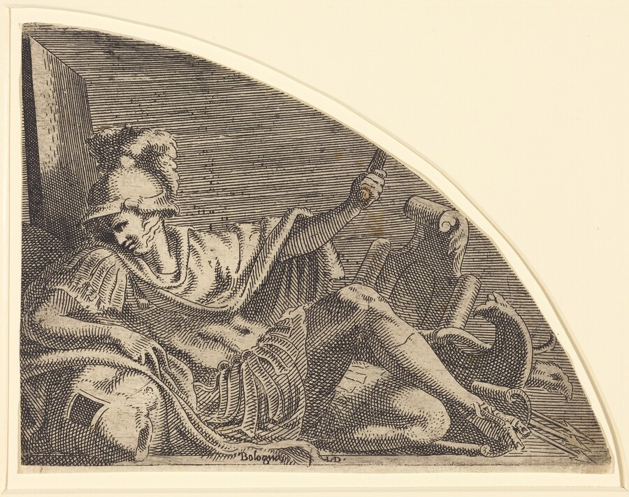 Mars Seated on Trophies