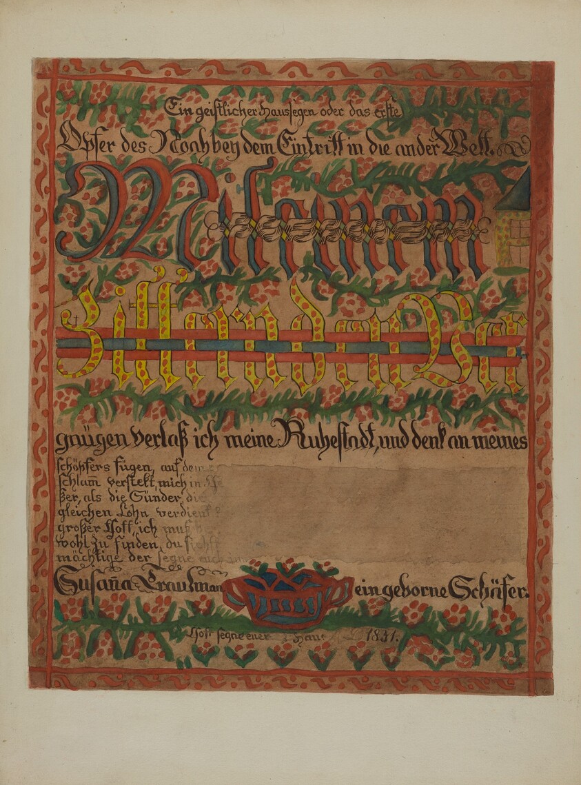 Pa. German Death Certificate