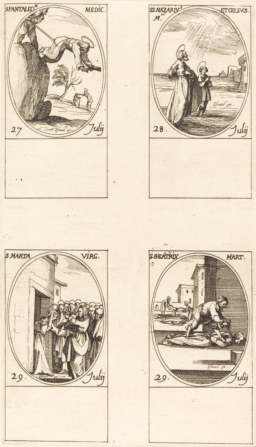 St. Pantaleon; Sts. Nazarius and Celsus; St. Martha; St. Beatrice