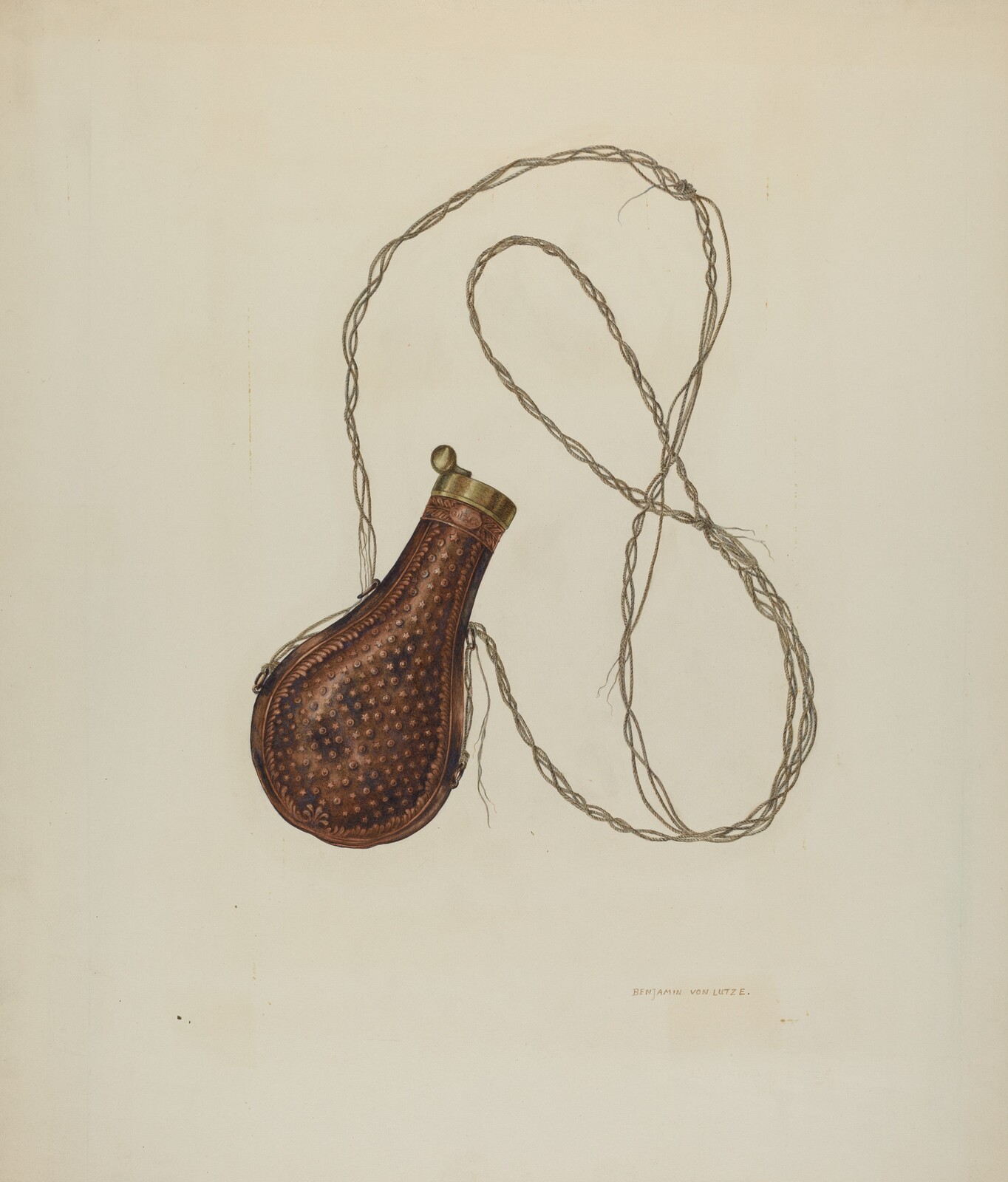 Powder Flask, Benjamin Von Lutze, c. 1940