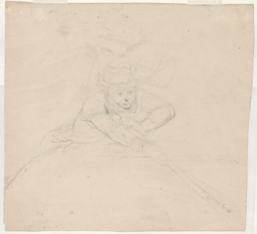 Study of Half-Length Figure with Pole [verso]