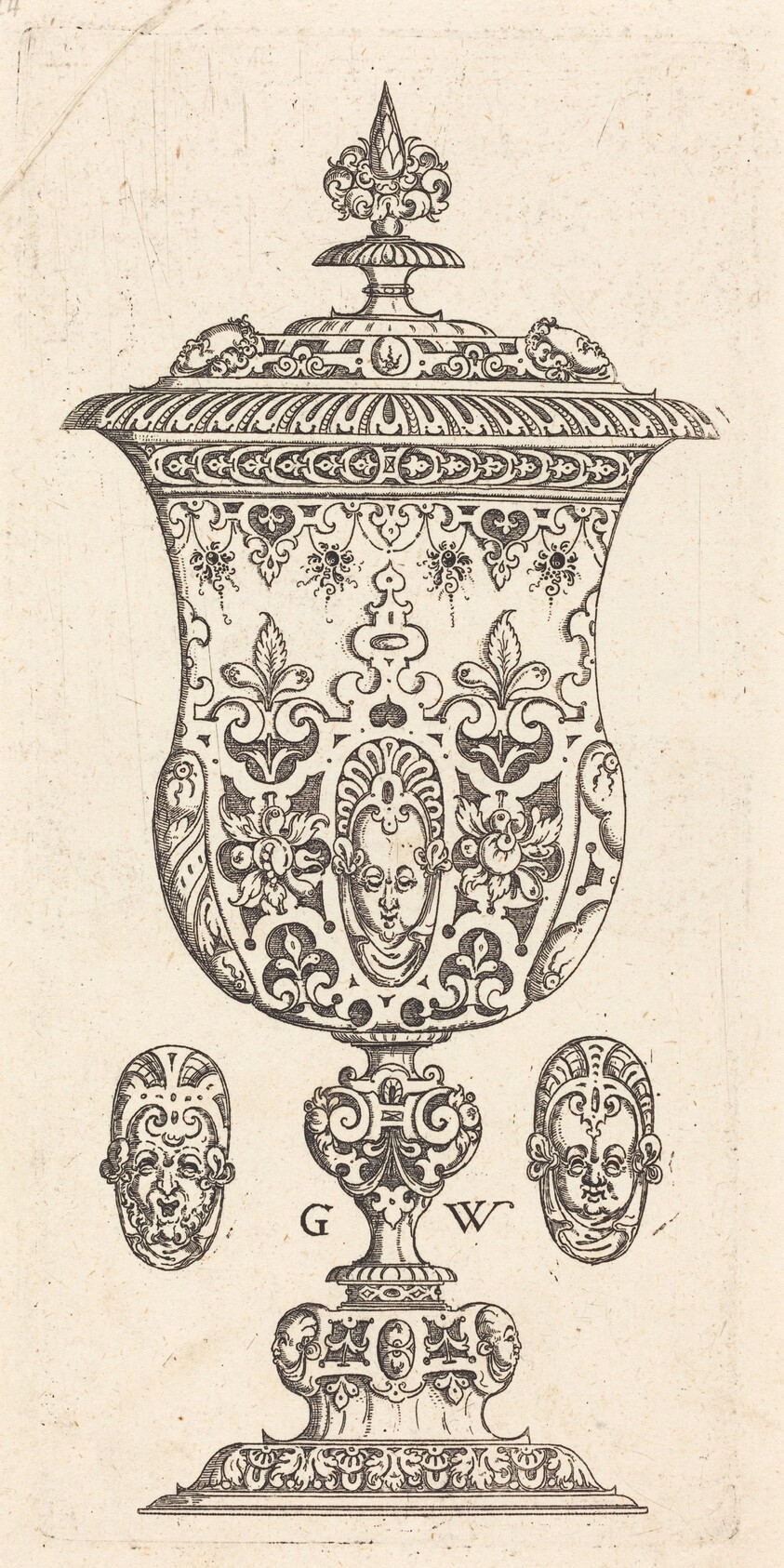 Goblet with two Masques on lid