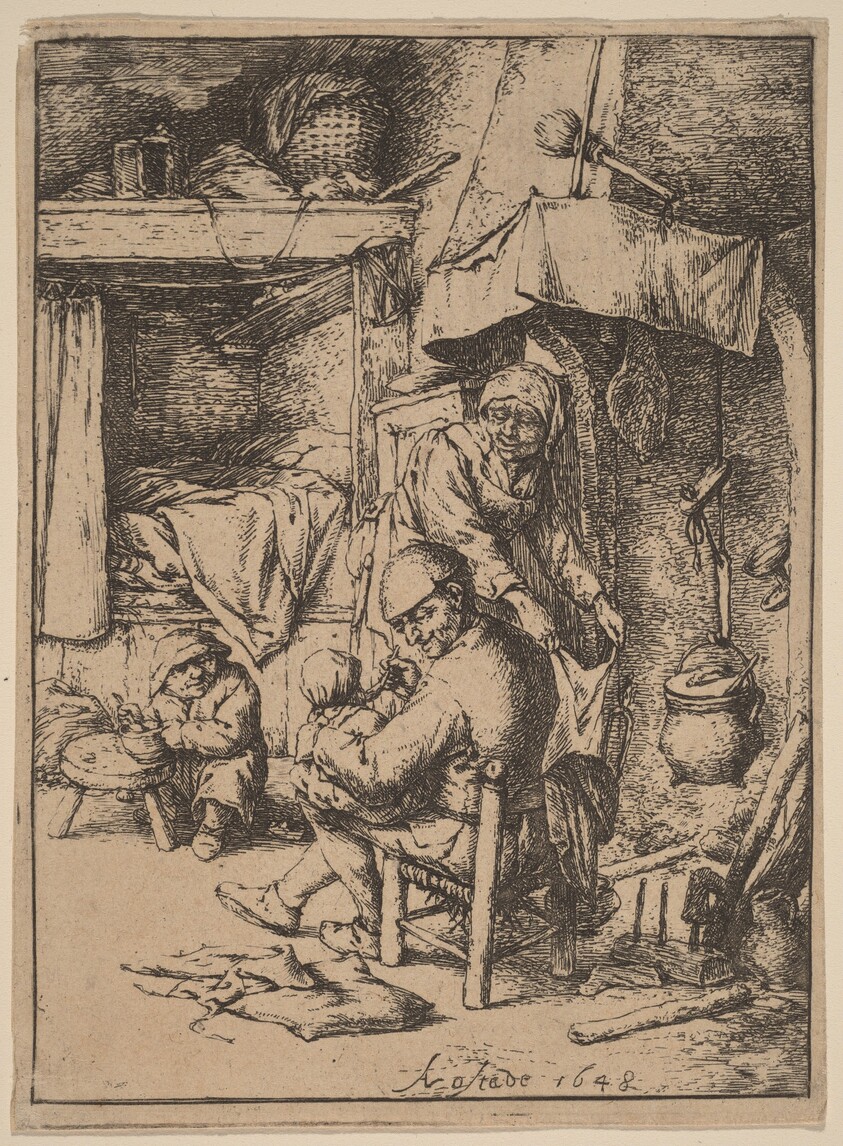 Peasant Family in an Interior wtih the Father Feeding a Child