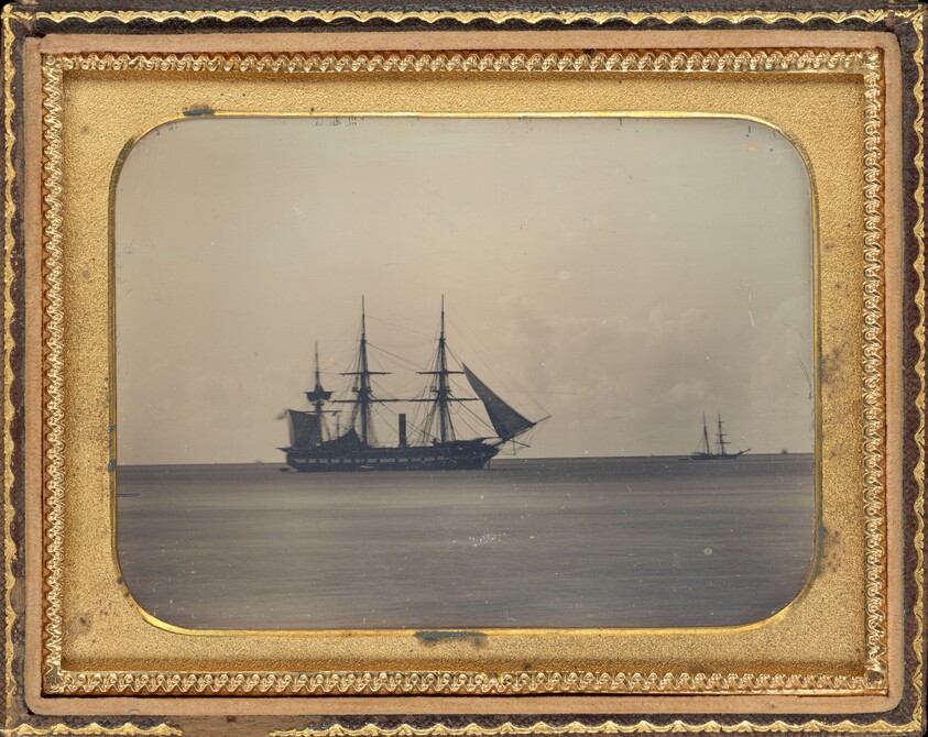 H.M.S. Dauntless at Anchor in Carlisle Bay, Barbados