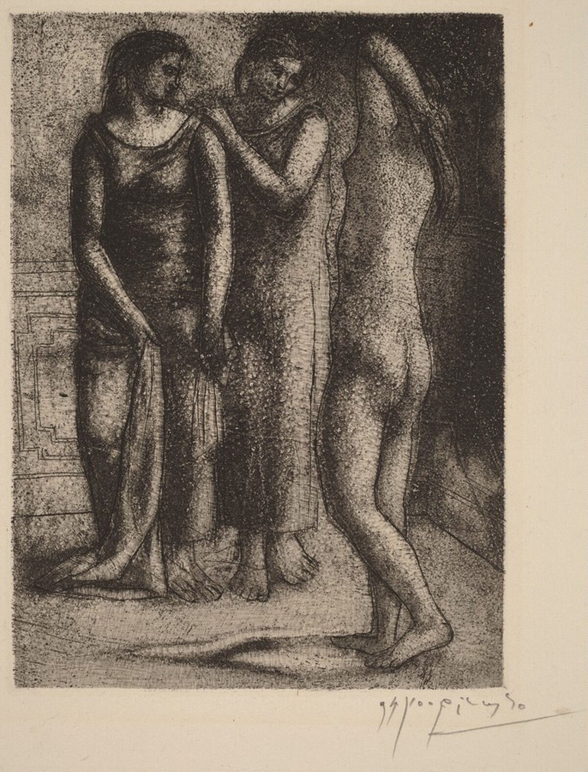 Two Women Gazing at a Nude Model (Deux femmes regardent un modèle nu)