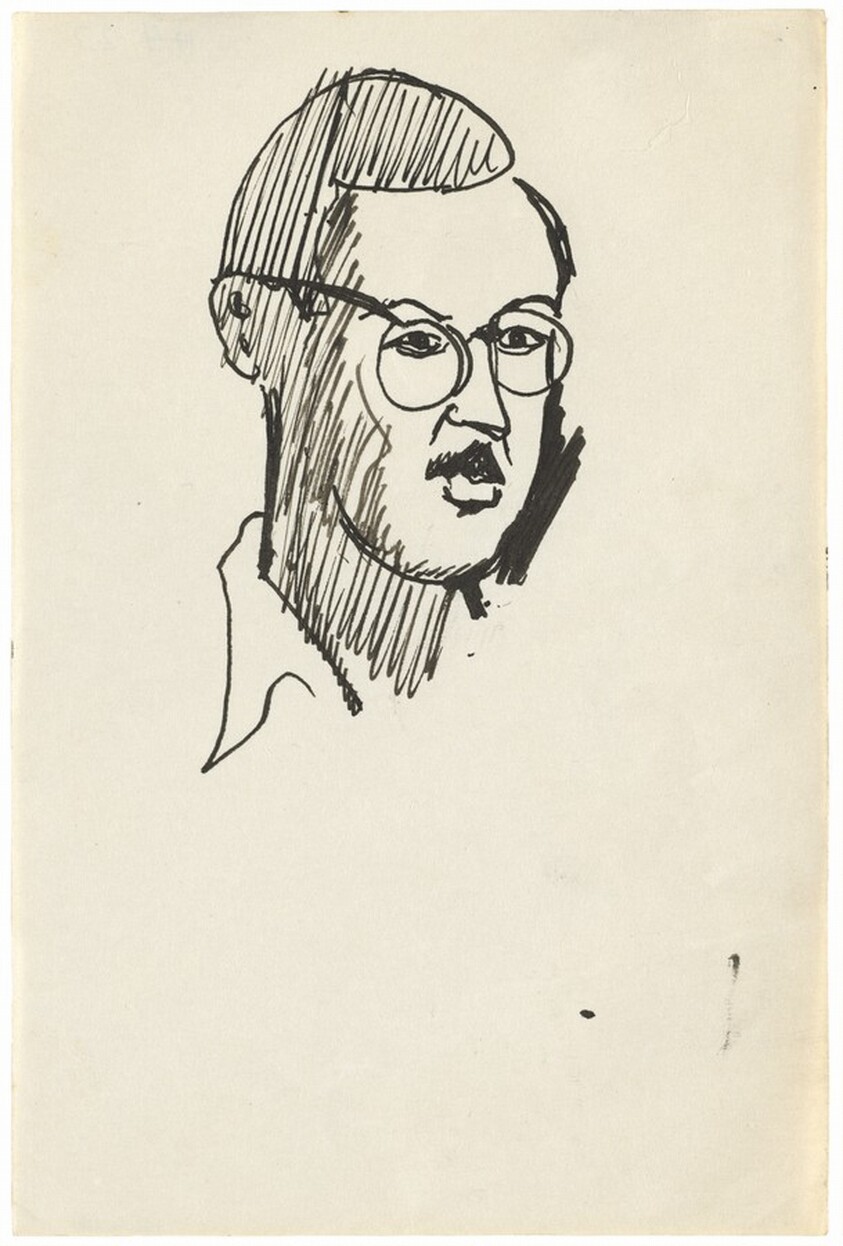 Head of a Male, with Mustache and Glasses