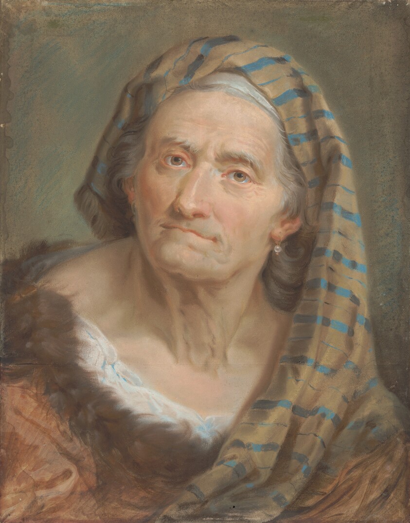An Elderly Woman in a Striped Shawl