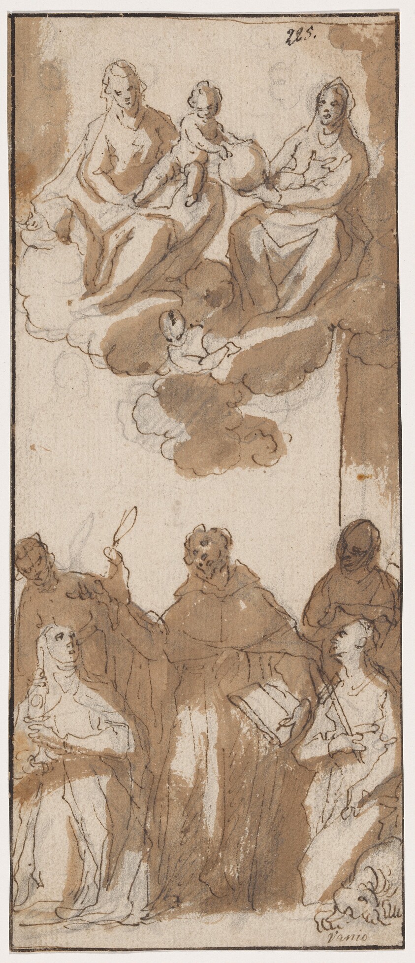 Madonna and Child in the Clouds, Adored by Saints